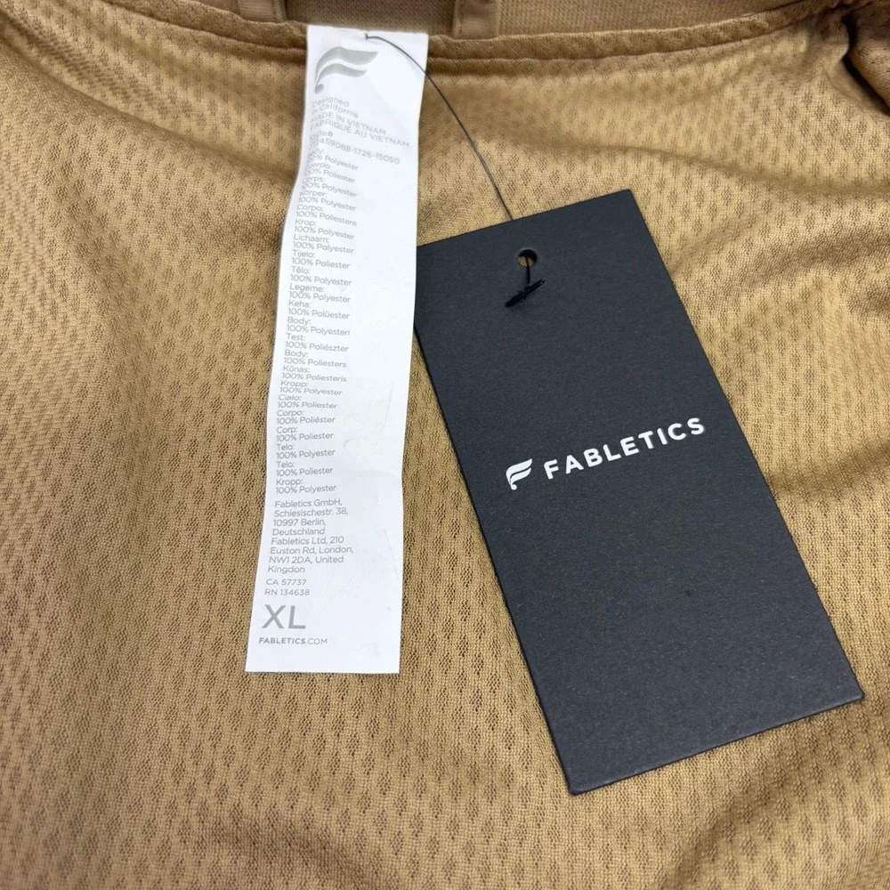 Fabletics Bomber Jacket Mens XL Tan Full Zip Mesh Lined Lightweight Gorpcore